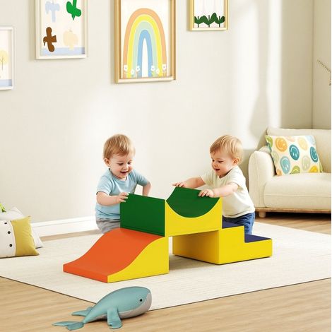 Set de motricité 3 pièces pour tout-petits, en cuir synthétique et mousse, jaune (1/5)