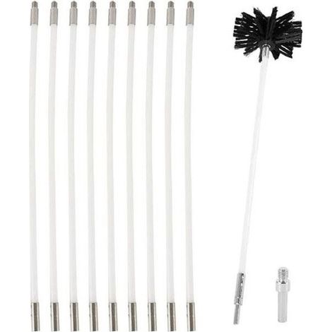 3.6M Kit de Ramonage pour Poêle Brosse Nettoyage de Cheminée 100mm Conduits 9 (1/5)