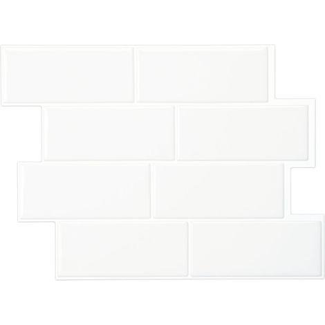 Selbstklebende Wandfliesen x4, 29,36x21,29cm - Smart Tiles Metro Blanco Klebefliesen 3D Fliesenaufkleber für Bad & Küche (1/5)