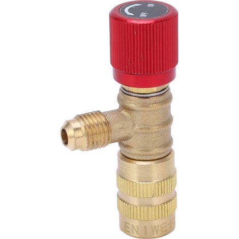 Sicherheitsventil für Kältemittelfüllung für R22, R410, R134A und R404, 1/4"-Außengewinde und 5/16"-Innengewinde (1/5)