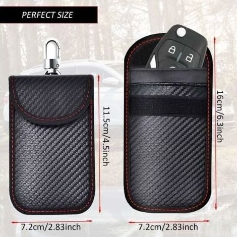 Sac Faraday anti-RFID pour voiture, lot de 2, étui de protection anti-RFID en fibre de carbone (1/4)