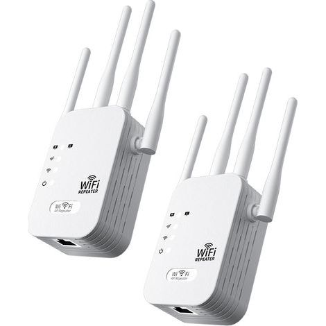 Repeteur WiFi - 1200 Mbps - Dual Band 2.4 GHz et 5 GHz - 4 Antennes - 2 Ports LAN - Compatible Box Internet - Blanc (1/5)