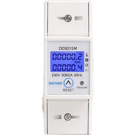 Consumo del contatore elettrico 220V, energia 50Hz contatore di energia monofase LCD digitale Wattmetro montaggio su guida DIN con retroilluminazione Misura il consumo di elettricità 5-80A 230V (1/5)