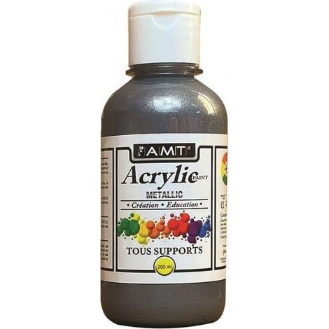 Peinture acrylique - AMT - Fevicryl - Etain métallisé - 0,200 L - Convient à de nombreuses surfaces