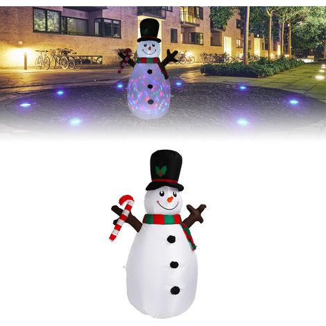 Modèle de bonhomme de neige gonflable de 1,6 mètre en forme de branche d'arbre avec lumières colorées et décorations de Noël rotatives, norme européenne 220-240V. (1/5)