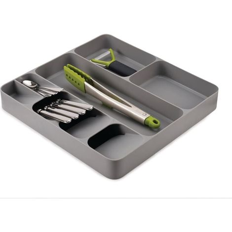 Rangement Compact des Couverts, Ustensiles et Accessoires de cuisine, Organisation de cuisine range couvert pour tiroir, Gris (1/5)