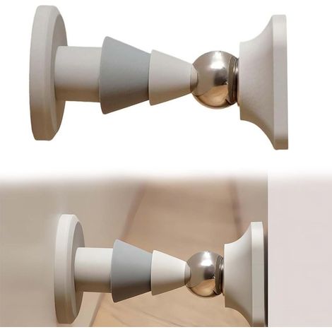 Butee de Porte Magnetique, Silicone Aucun Poinçonnage Requis Butee de Porte, 2 Méthodes D'installation Arret de Porte, Stop Porte, pour Portes de Chambre et de Salle de Bain (Gris) (1/5)