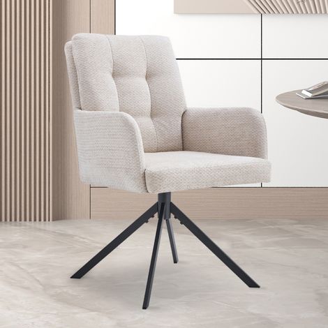 Chaise pivotante avec accoudoirs ecru GRENADE (lot de 2) (1/5)