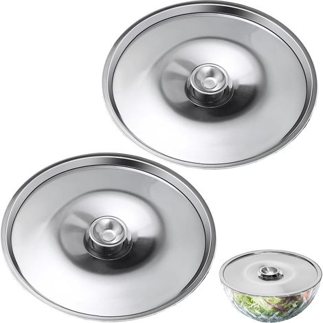 Tapas de acero inoxidable (2 unidades) para cuencos, tapas para mini sartenes (12 cm), tapas para jarras de leche, accesorios de repuesto para ollas y utensilios de cocina. (1/3)
