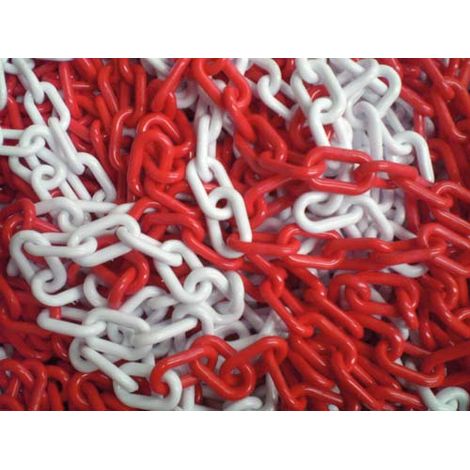 Chaîne en plastique S2004G, 6mm, blanc/rouge, sac 25m Métallurgie 754800100