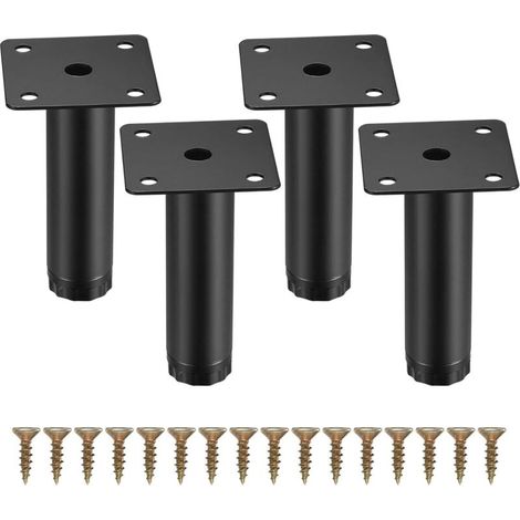 4 Pièces Pieds de Meuble, 8 cm/3,15 Pouces Pieds de Meubles Réglables, Pieds de Support en Fixation en Métal pour Meubles/Table/Chaise/Bureau/Cuisine/Armoire/Canapé (1/4)