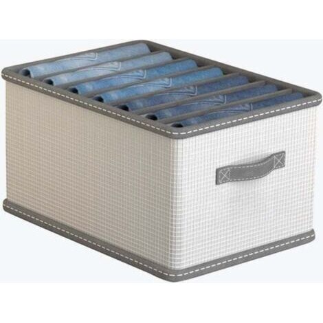 Panier de rangement pliable, boîte de rangement pour vêtements, organisateur de vêtements, énorme 7 compartiments, gris beige (1/5)