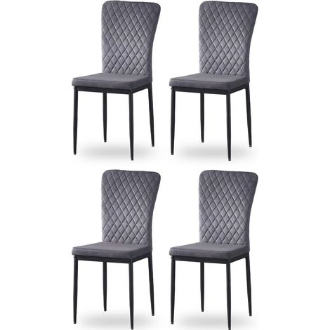 Set of 4 Velvet Dining Chairs High Back Kitchen Counter chairs home & restaurants & Lounge Leisure & Living Room & Office(Grey,4)
