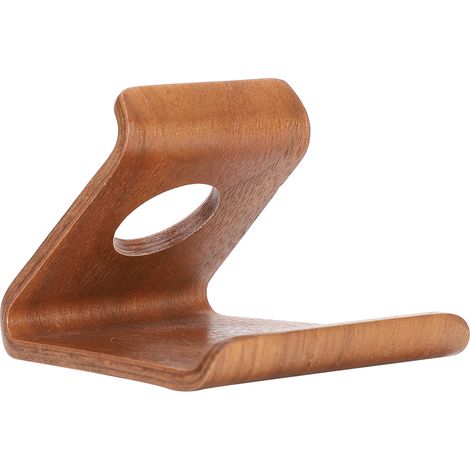 Support pour téléphone portable et tablette en bois (noisette) - Bureau, table de chevet, usage domestique (1/5)