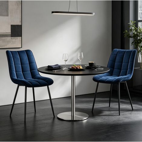 Set de 2 sillas de comedor 46 x 39 x 85,5 cm de terciopelo azul con patas metálicas (1/5)