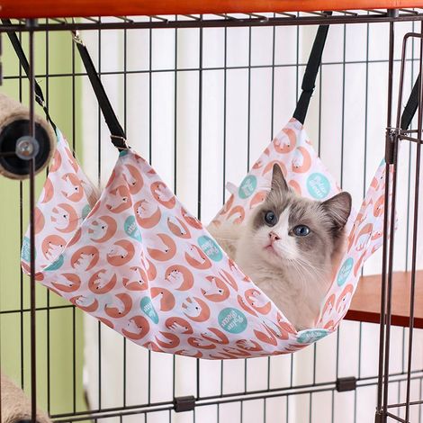 Amaca sospesa per gatti, amaca sospesa universale regolabile per tutte le stagioni, nido per gatti, amaca per gatti (testa di gatto su sfondo blu), S (1/5)