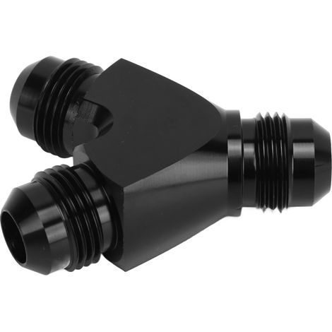 Raccord en Y universel étanche, revêtement anodisé noir, pour tuyau de carburant 8AN. (1/5)