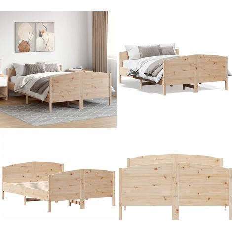 Cadre de lit sans matelas 160x200 cm bois massif de pin - Cadre De Lit - Lit Double - Lit En Bois - Bois Massif - Pin - Home & Living (1/5)