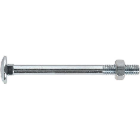 Sealey Coach Bolt & Nut M6 X 75MM Zinc DIN 603 Pack of 100