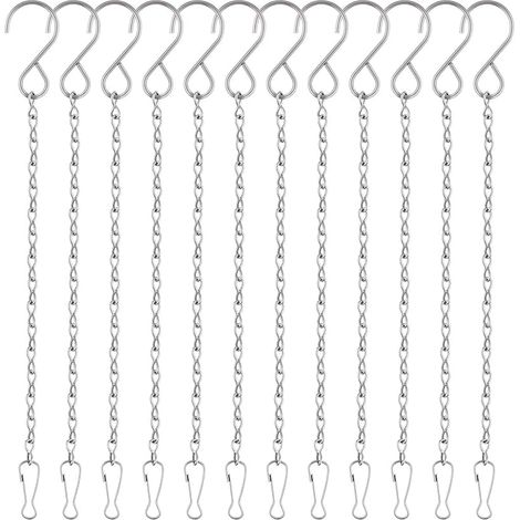 FEPITO Lot de 12 chaînes de suspension de 25 cm (10 pouces) en métal avec crochets pour mangeoires à oiseaux, carillons éoliens, lanternes, jardinières, ornements décoratifs (1/5)