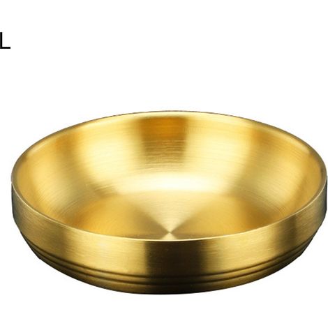 Petit bol à kimchi coréen en acier inoxydable à double paroi isolante, anti-brûlure, avec soucoupe. (1/3)