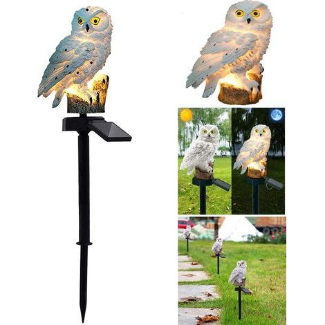 Solar-Gartenleuchte, dekorative Solar-Außenleuchte, wasserdichte Weg-/Rasenleuchte, Eulenmotiv, 842 cm (Weiß), 1 Stück (1/5)