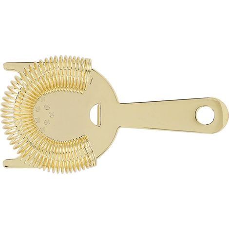 Passoire à cocktails de bar en acier inoxydable avec ressort métallique pour filtrer la glace - Outil de bar polyvalent pour les barmans amateurs - Couleur or (1/5)