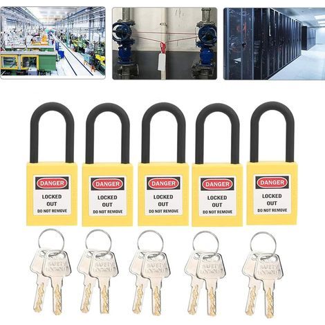 Cadenas de sécurité anti-poussière en nylon, lot de 10, 2 clés par cadenas (jaune) (1/5)