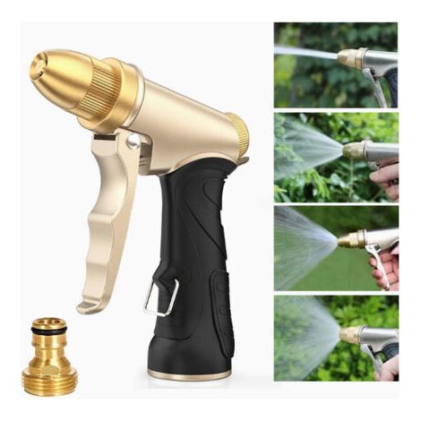 1PCS Pistolet d'arrosage pour jardin, pistolet d'arrosage pour lavage de voiture, 4 modes d'arrosage, jet réglable, pour allées et pelouses. (1/5)