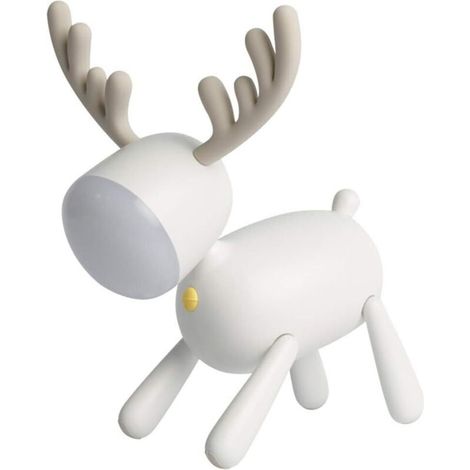 Lámpara nocturna recargable con forma de reno, puerto USB, dos modos de luz y temporizador de 30 minutos. Regalo de cumpleaños ideal para niños y estudiantes. - Crezuo