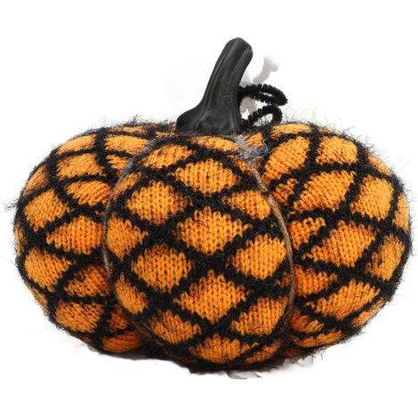 Set mit 2 Deko-Kürbissen aus weichem Polyesterstoff, orange und gelb, für Thanksgiving, Halloween und als Herbstdekoration (1/5)