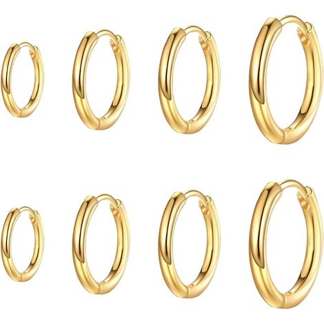 4 paia di orecchini a cerchio in acciaio inossidabile per uomo e donna, orecchini creoli, orecchini a cerchio da uomo, orecchini creoli da donna, piccoli orecchini dorati