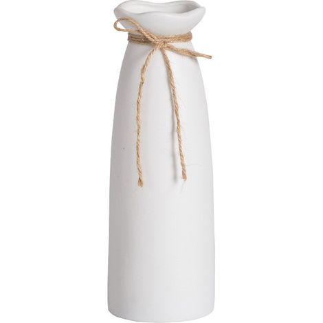 Vase en céramique blanche, vase décoratif moderne et minimaliste, 7,3 x 23,3 x 9 cm, pour fleurs (1/5)
