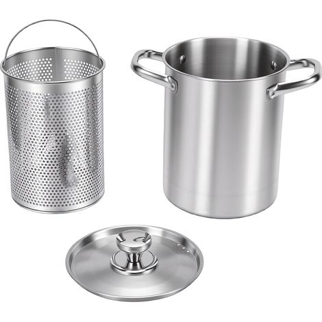 Marmite à friteuse avec panier en acier inoxydable 304, ustensile de cuisine polyvalent pour frites Tempura (1/5)