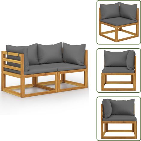 The Living Store Panchina da Giardino a 2 Posti con Cuscini Grigio Scuro - Panchina da giardino