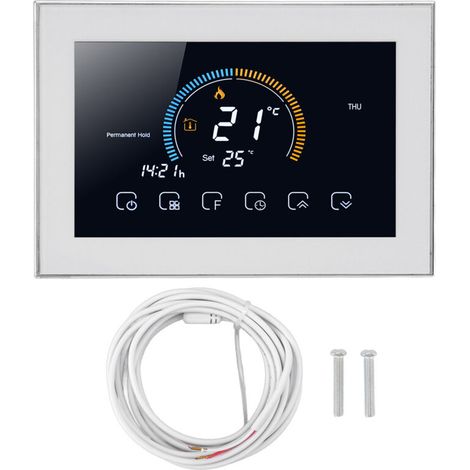 Termostato programmabile intelligente BHT da 8000 GB con controllo vocale tramite app e schermo LCD touchscreen bianco (1/5)