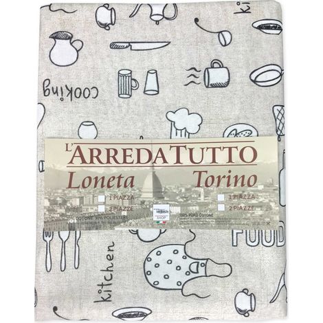 TELO ARREDO COPRITUTTO GRAN FOULARD COPRILETTO COPRIDIVANO TESSUTO LONETA COOKING 1 PIAZZA