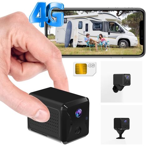 Camera 4G LTE avec Carte SIM, Camera de Surveillance sans Internet avec 5200mAh Batterie, 2K HD Portable Mini Camera, Angle Vision 160°, Détection Mouvement AI, Vision Nocturne (1/5)