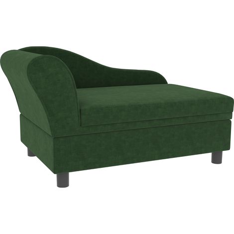Canapé chien chat sur pied avec coffre de rangement style moderne coussin d'assise amovible 76 x 45 x 43 cm vert