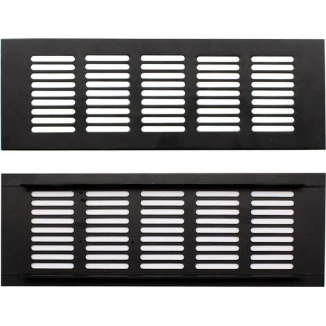 2 Pièces Grille de Ventilation, Grille d'aération en Alliage d'aluminium, Noir Grille Aeration Rectangulaire peut être utilisée pour les Armoires, Armoires à Chaussures, Portails (1/5)