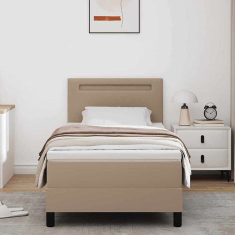 Cadre de lit avec matelas-Structure de lit avec matelas Cappuccino 100 x 200 cm Faux cuir 949650 (1/5)