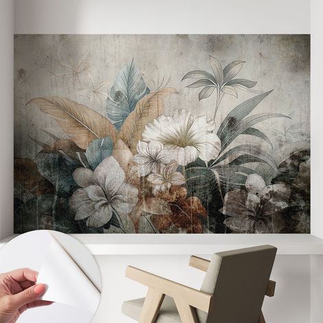 Papier peint autocollant à motifs décoratifs pour salon chambre et bureau Décoration murale élégante avec colle Rêve floral 104x70 cm (1/5)