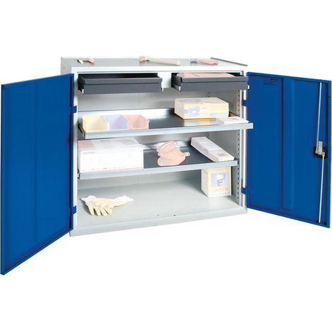 Stumpf Werkzeug- und Materialschrank Serie 3000 lichtgrau / enzianblau + 2 Schubladen 100 mm + 2 Auszugsböden - 3007274 (1/5)