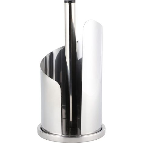 Porte-Rouleau de Cuisine, Porte-Rouleau d'essuie-Tout, Porte-Rouleau de Papier en Acier Inoxydable, Facile à déchirer, Convivial, Debout, Robuste, Édition Argent, 15,5 x 33 cm (1/5)