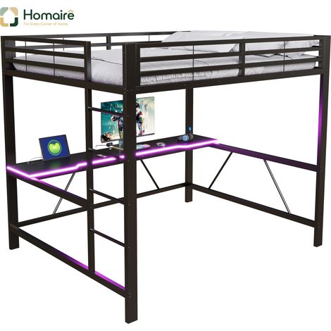 Bett aus MDF schwarz 204 x 165 x 180 cm HOMAIRE (1/5)