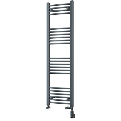 Zennor - Anthracite Dual Fuel Towel Rail H1400mm x W400mm Thermostatic WIFI - Curved (1/3)