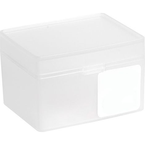 Petite boîte de rangement en plastique pour bureau avec couvercle à charnière transparente, notes de ruban adhésif, organisation de bureau (1/5)