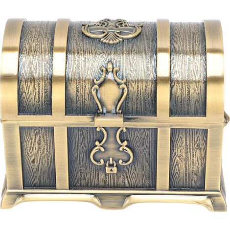 Boîte à bijoux rectangulaire vintage en métal – boîte de rangement de taille moyenne pour boucles d'oreilles et colliers de femmes/filles. (1/5)