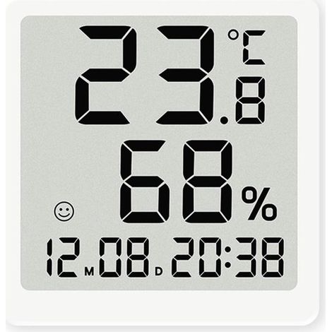Elektronischer Wecker mit magnetischem LCD-Display, Temperatur-, Luftfeuchtigkeits- und Datumsanzeige, batteriebetrieben, 12-/24-Stunden-Anzeige, Weiß (1/5)