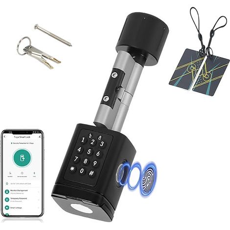 Serrure à Code Serrure Connectée Empreinte Digitale Password Carte RFID APP WiFi pour une épaisseur de Porte de 60-100 mm Smart Lock à Installer